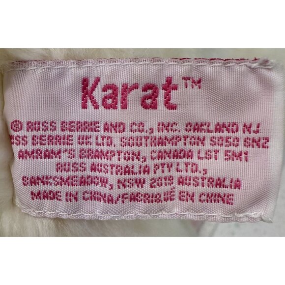 Russ Berrie White Plush Bunny Pink Ears Ribbon Soft Cuddly Stuffed Animal Easter - Picture 5 of 7